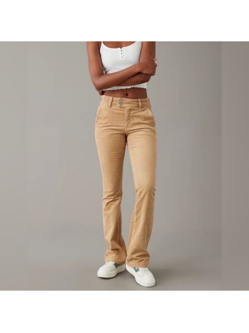 American Eagle Tan Corduroy High Rise Bootcut Pants Sz 27/4 New NWT